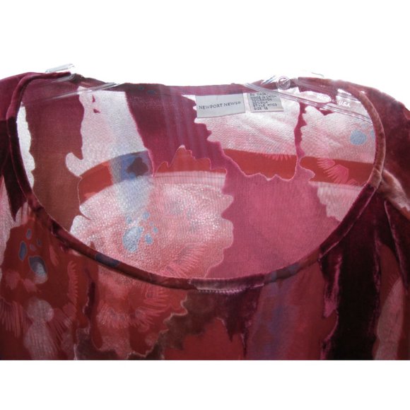 Burn Out Velvet Pullover Top Burgundy Deep Mauve Pink Long Sleeve Womens 16 - Picture 5 of 11